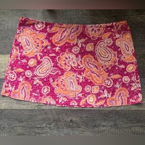 Lands' End Paisley Print Mini Swim Skirt‎ Pink Orange Women's Size 16